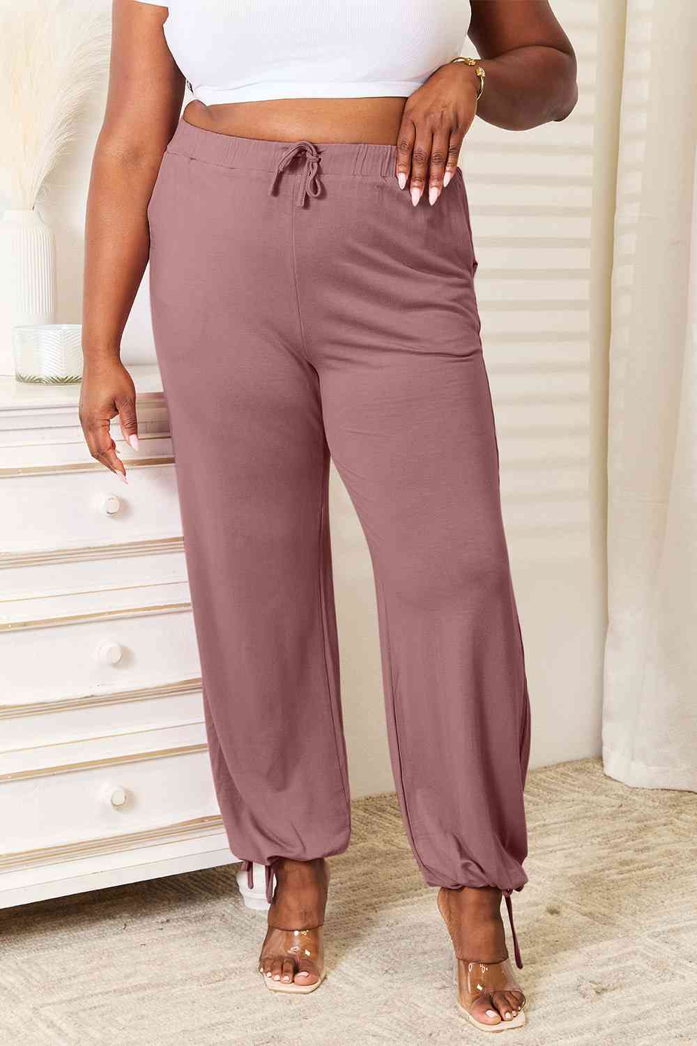 Women's Basic Bae Full Size Soft Rayon Drawstring Waist Pants with Pockets