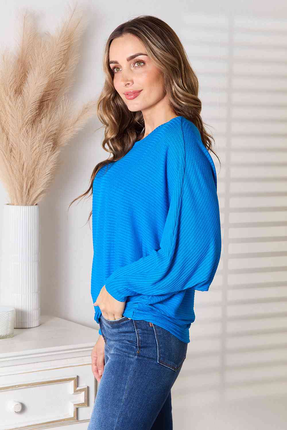 Women's Zenana Full Size Round Neck Batwing Sleeve Blouse