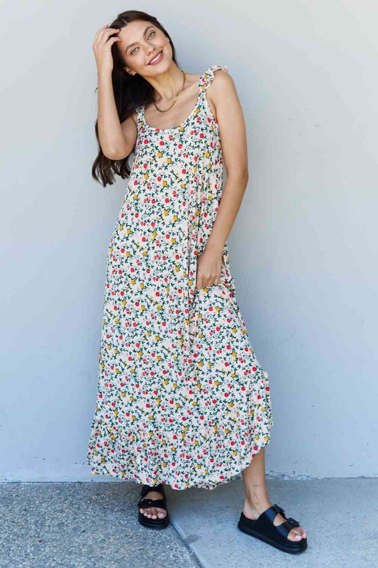 Women's Doublju In The Garden Ruffle Floral Maxi Dress in Natural Rose