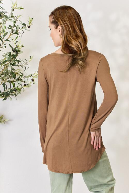 Women's Zenana Full Size Long Sleeve V-Neck Top