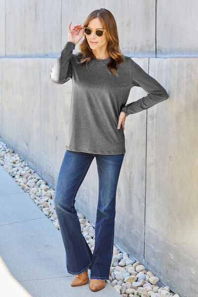 Women's Basic Bae Full Size Round Neck Long Sleeve Top