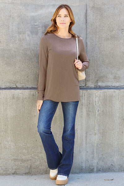 Women's Basic Bae Full Size Round Neck Long Sleeve Top