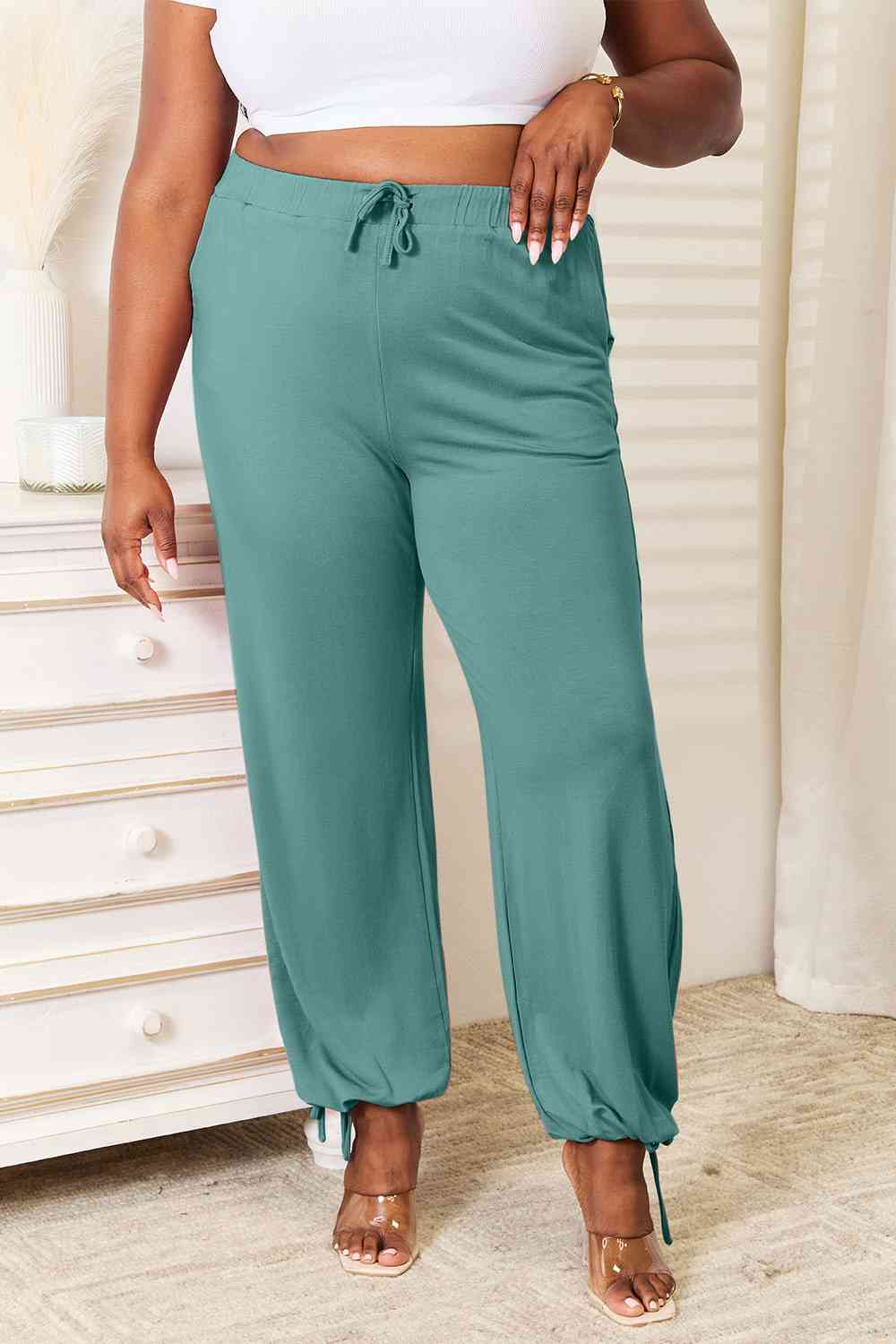 Women's Basic Bae Full Size Soft Rayon Drawstring Waist Pants with Pockets