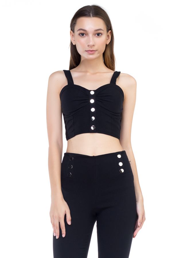 Women's Sweetheart Button Down Crop Top