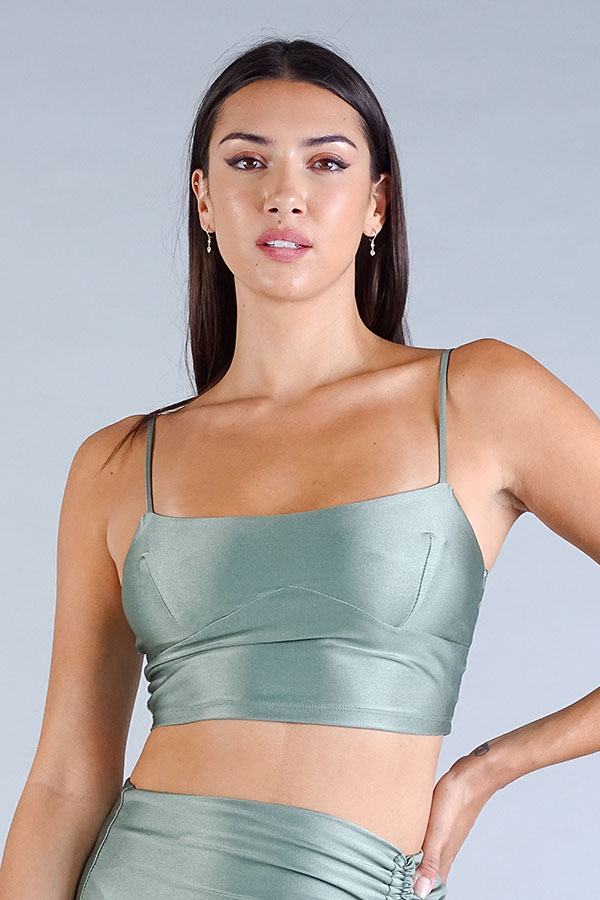 Women's Sexy Spaghetti Strap Darted Under Bust Crop Top