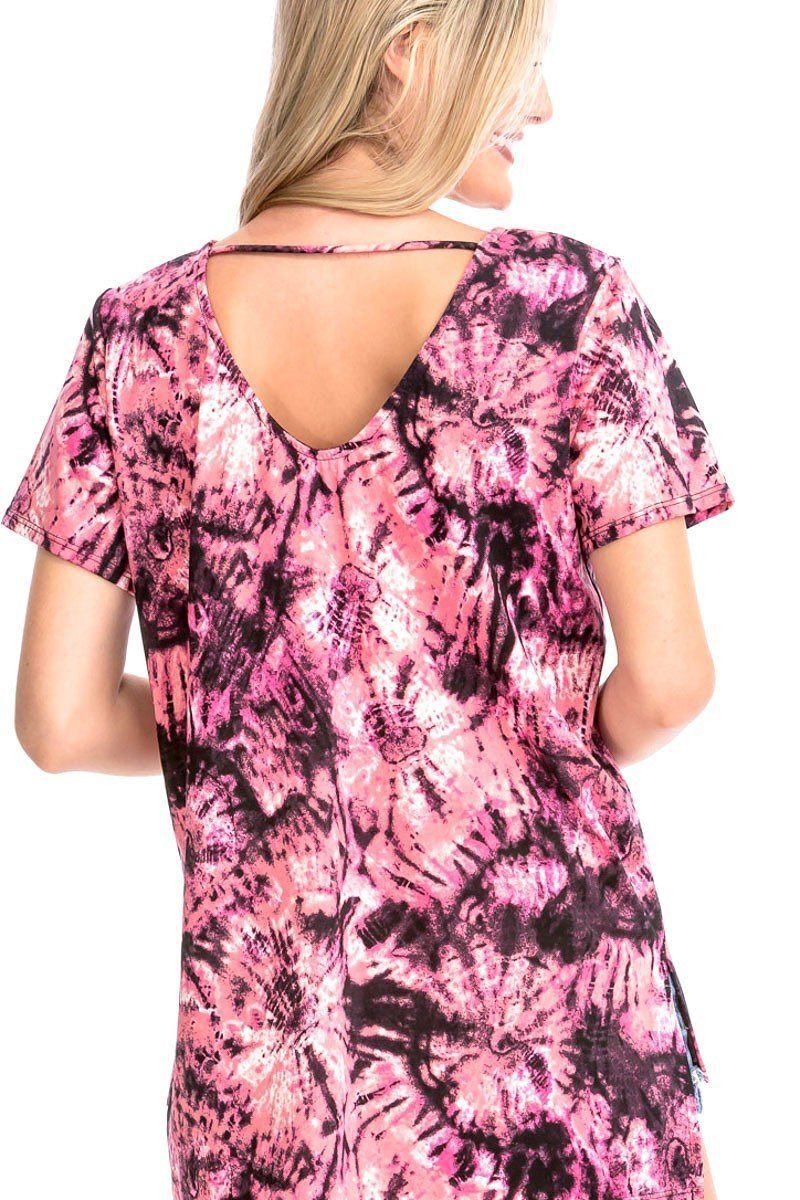 Women's Tie Dye Print Short Sleeve Top