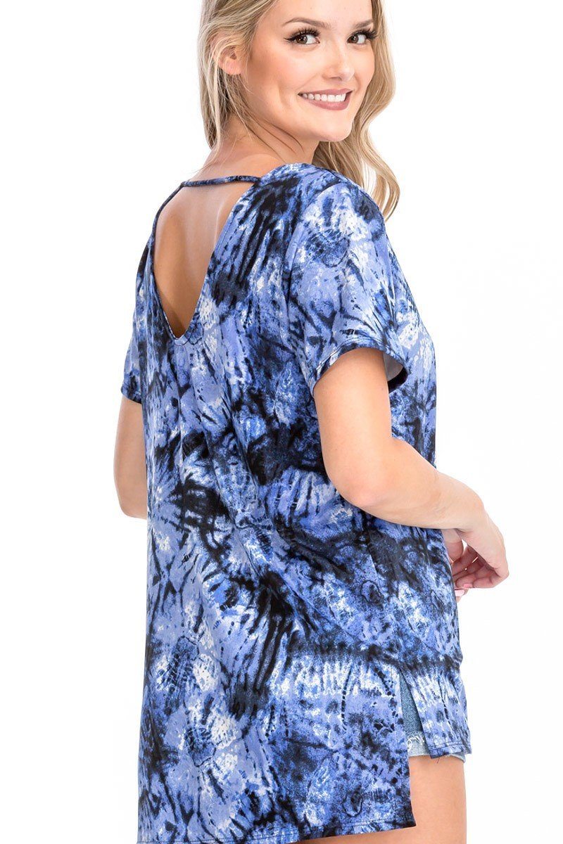 Women's Tie Dye Print Short Sleeve Top