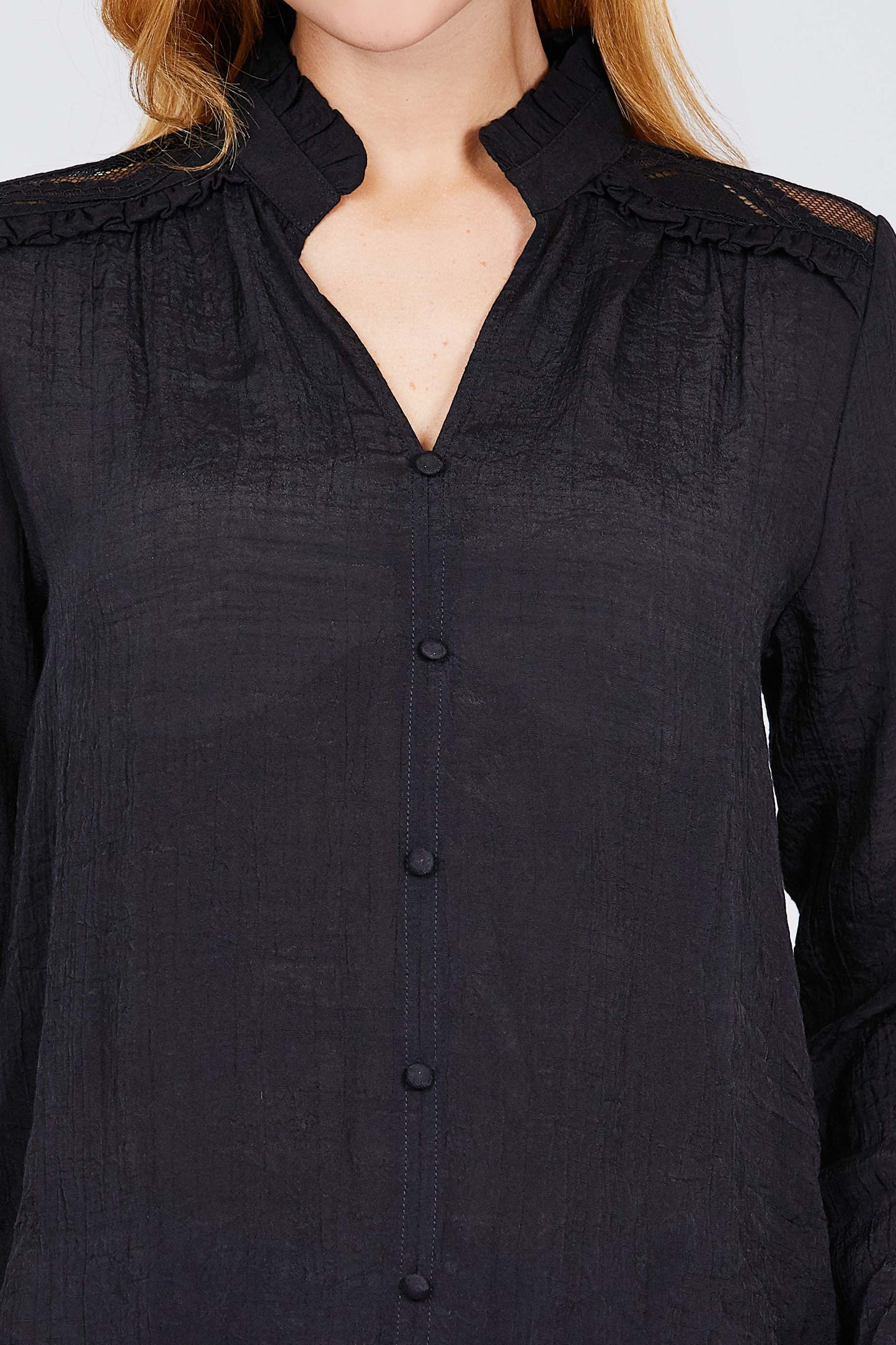 Women's V-neck Button Down Woven Top