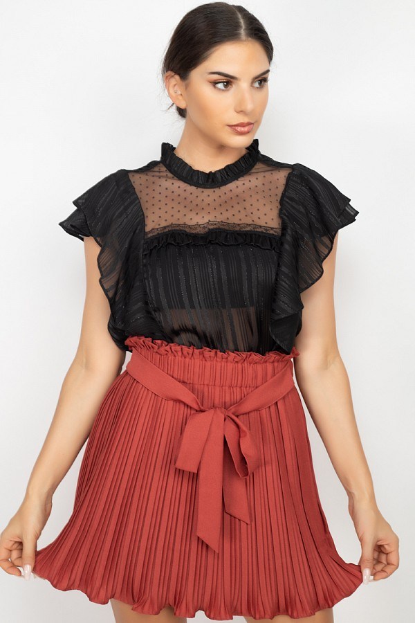 Women's Short Sleeve Ruffle Shadow Top