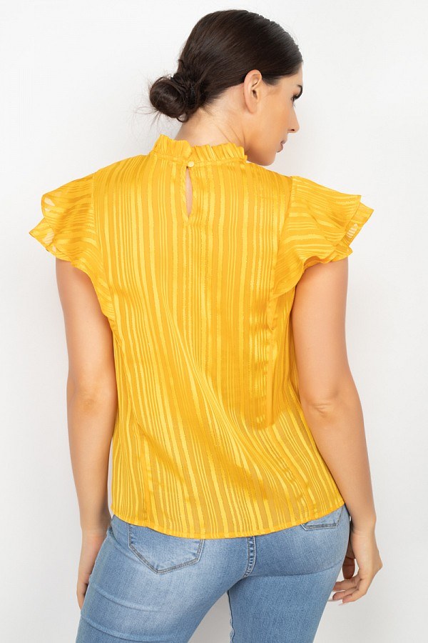 Women's Short Sleeve Ruffle Shadow Top