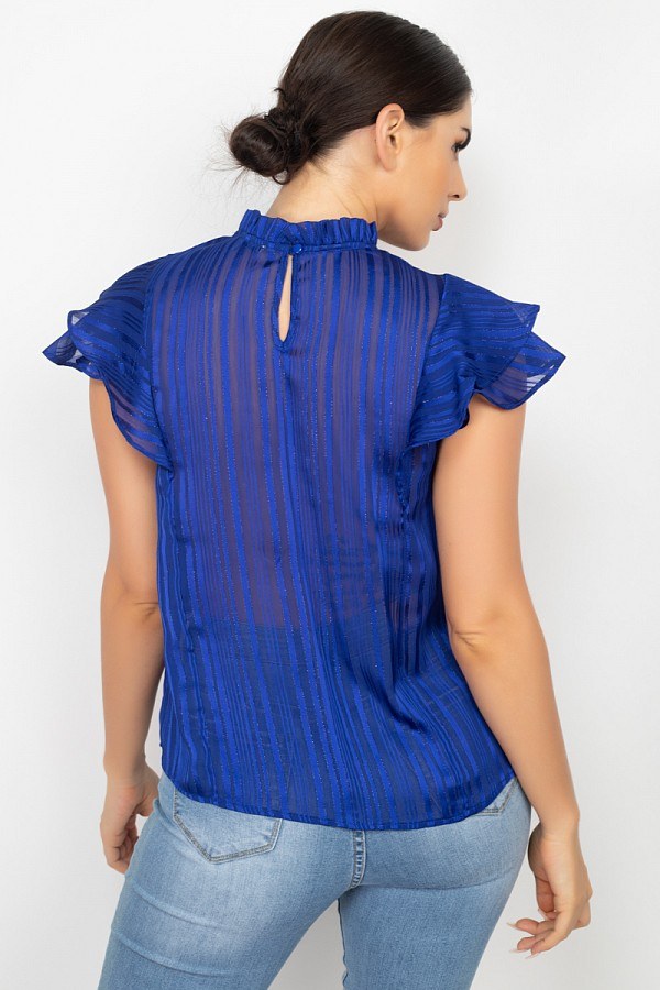 Women's Short Sleeve Ruffle Shadow Top