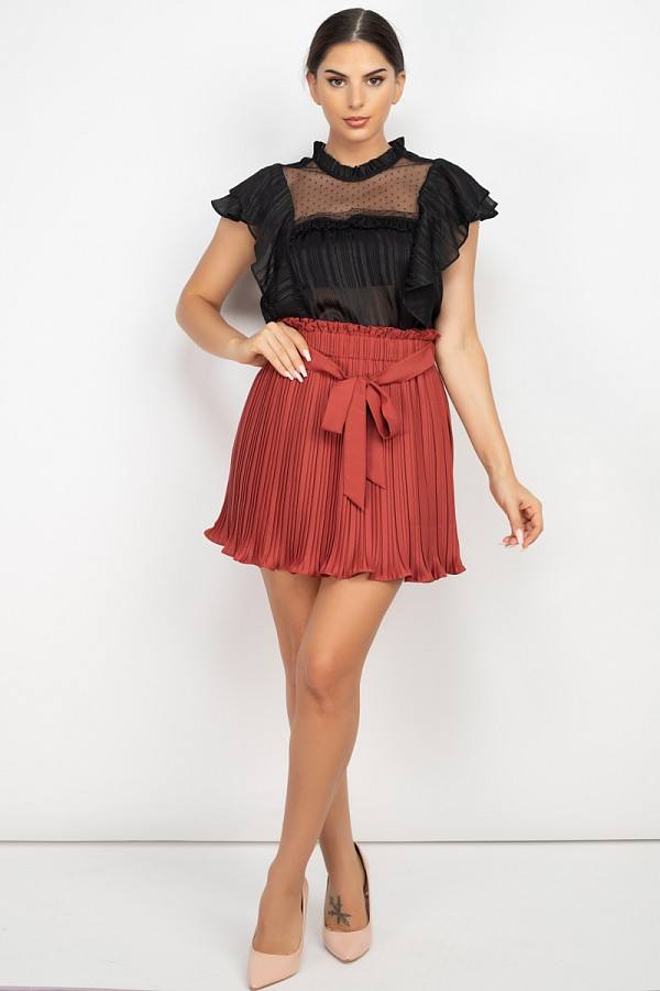 Women's Short Sleeve Ruffle Shadow Top