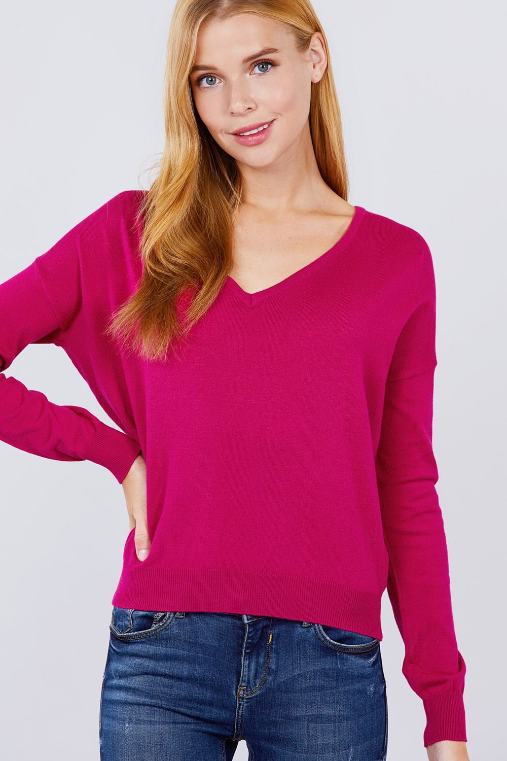 Women's V-neck Back Cross Sweater