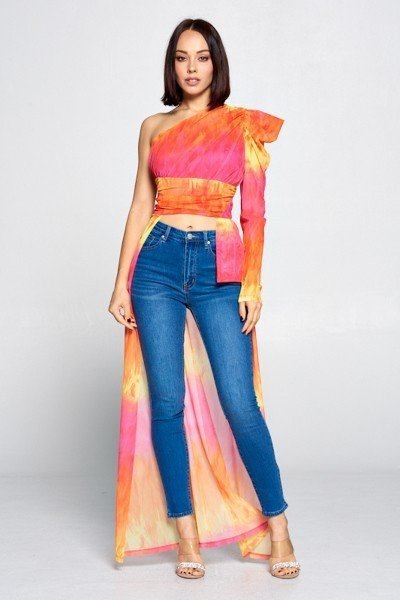 Women's Tie Dye One Shoulder Top