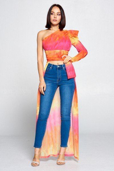 Women's Tie Dye One Shoulder Top