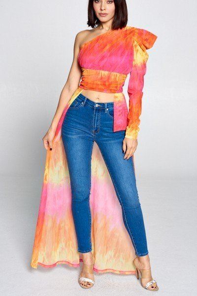 Women's Tie Dye One Shoulder Top