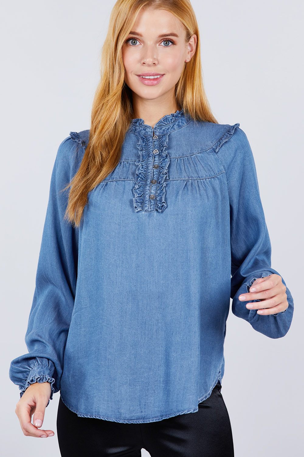 Women's Frill Detail Tencel Top