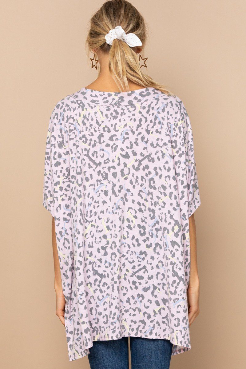 Women's Leopard And Letter Printed Knit Top