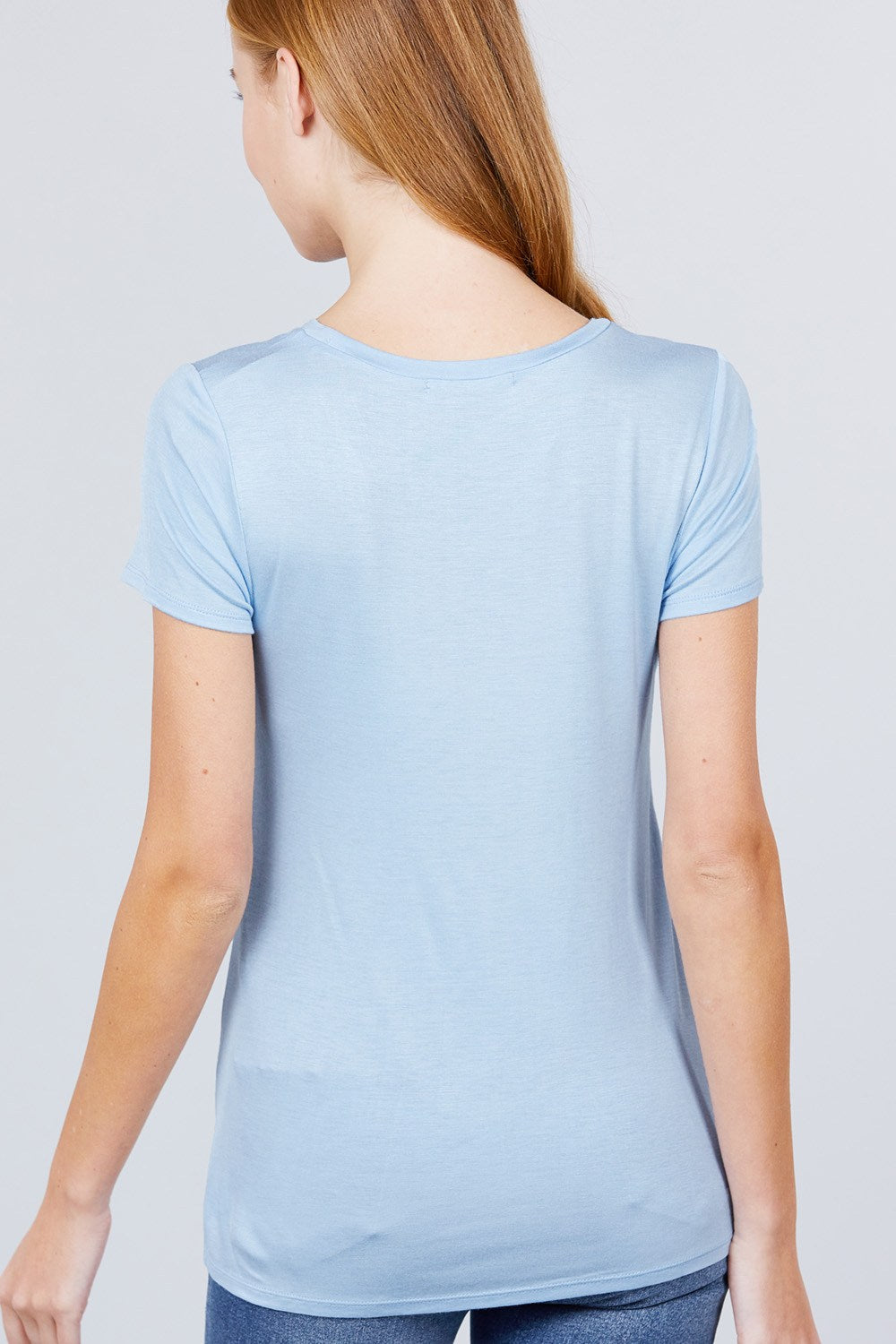 Women's Short Sleeve Scoop Neck Top With Pocket