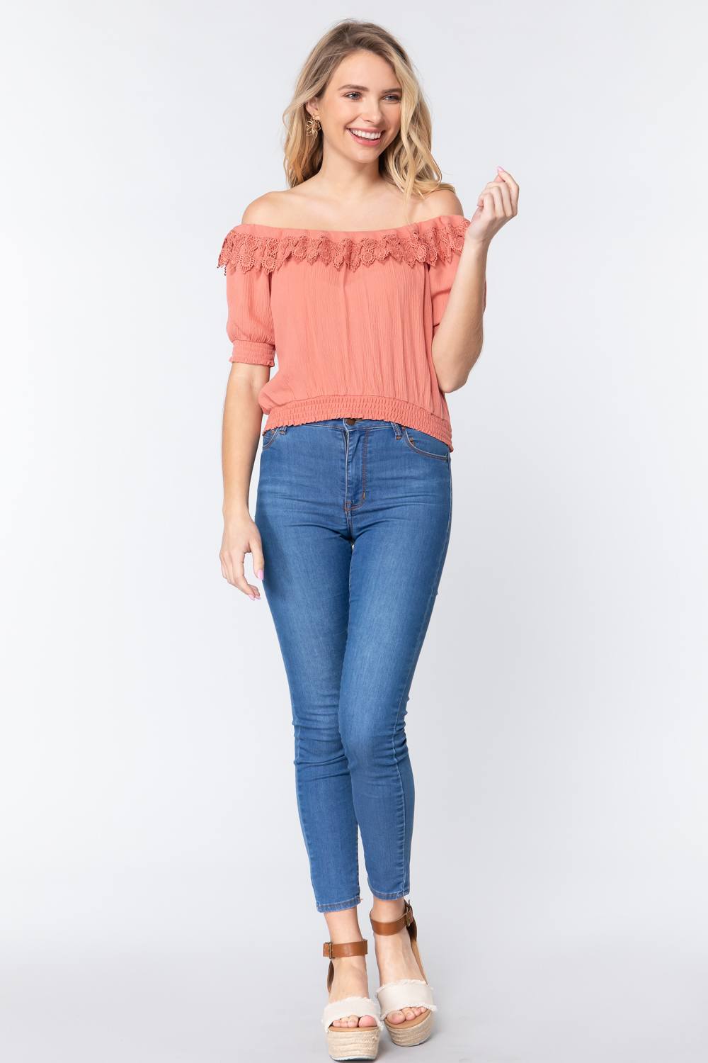 Women's Off Shoulder Lace Detailed Top