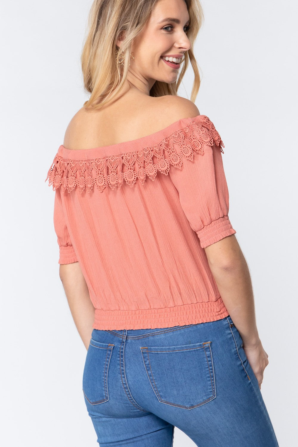 Women's Off Shoulder Lace Detailed Top