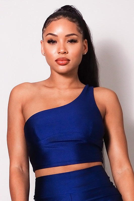 Women's Sleeveless One Shoulder Bustier Crop Top