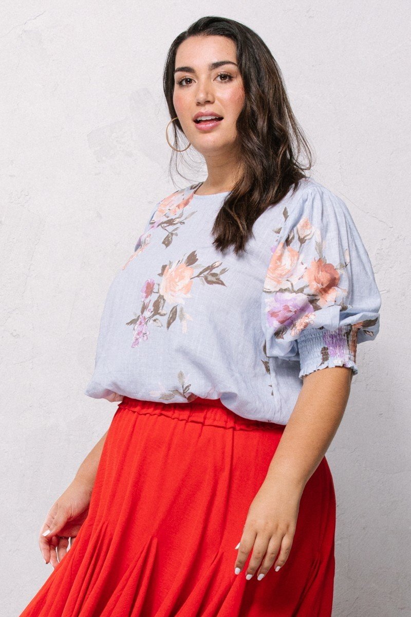 Women's Plus Floral Printed Woven Blouse