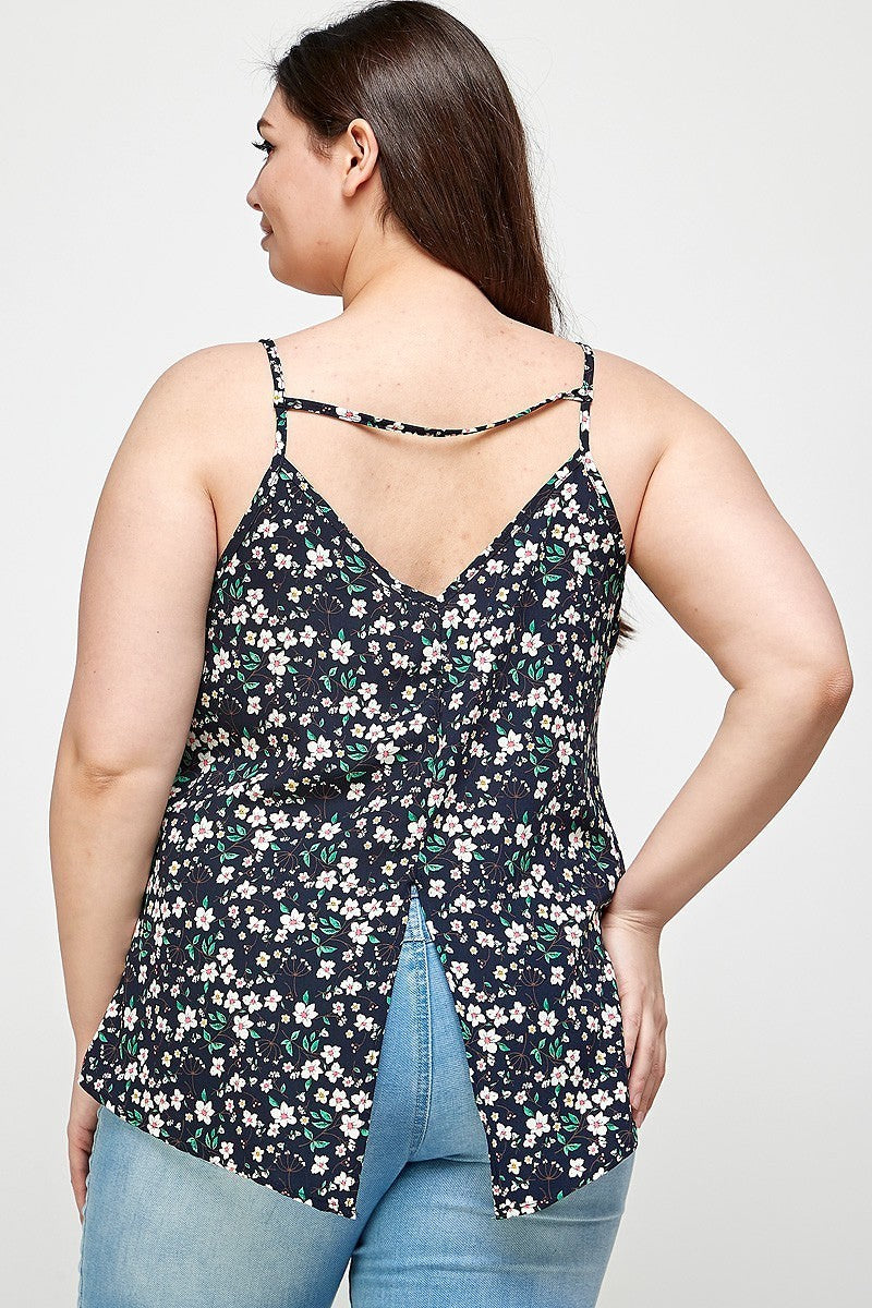 Women's Plus Size, Ditsy Floral Print Cami Top