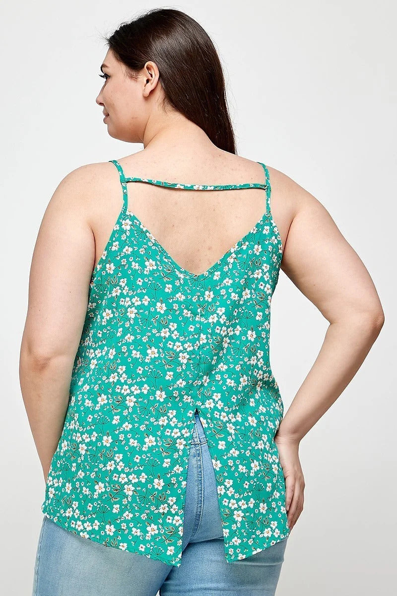 Women's Plus Size, Ditsy Floral Print Cami Top