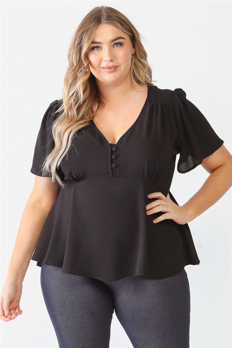 Women's Plus Tie Detail Flare Top