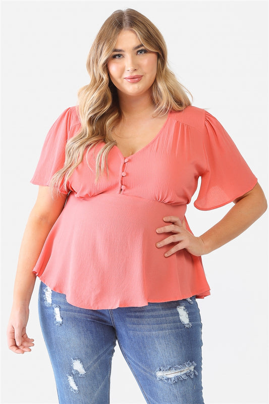 Women's Plus Tie Detail Flare Top