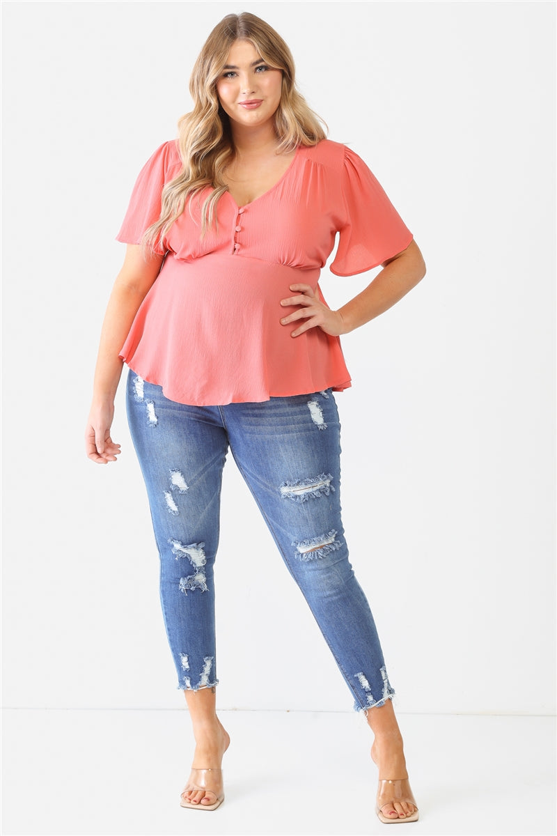 Women's Plus Tie Detail Flare Top