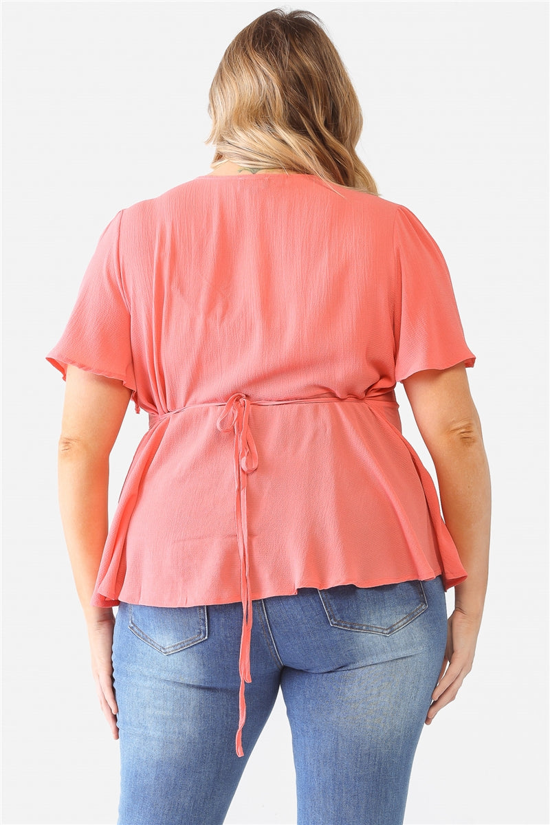 Women's Plus Tie Detail Flare Top