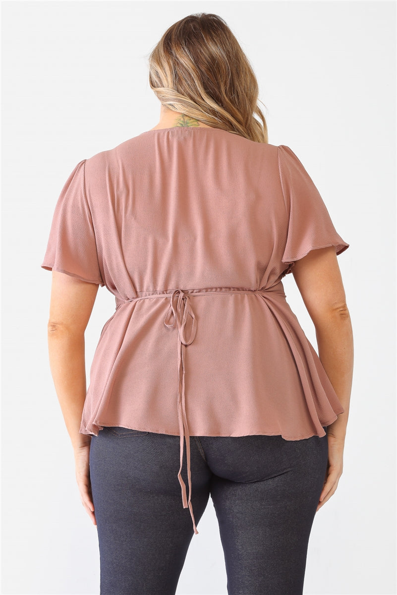 Women's Plus Tie Detail Flare Top