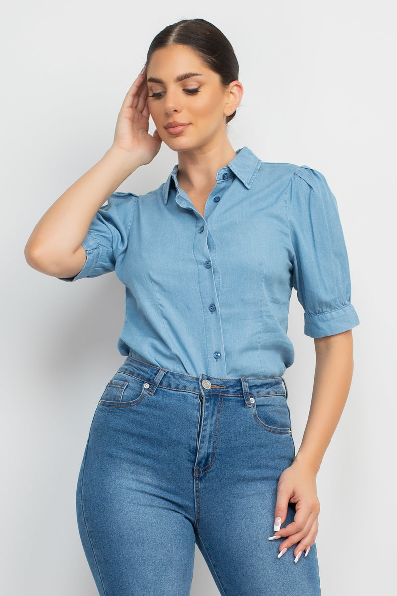 Women's Button-down Denim Shirt Top