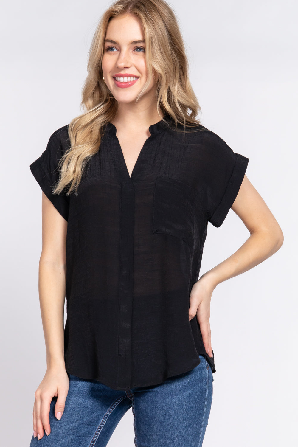 Women's Dolman Slv Button Down Woven Top