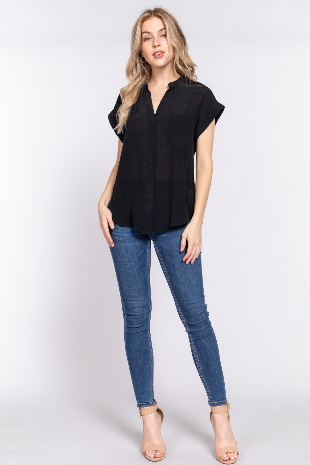 Women's Dolman Slv Button Down Woven Top