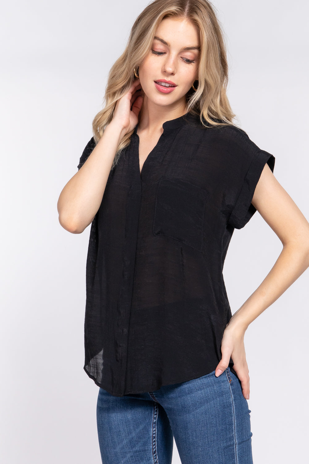 Women's Dolman Slv Button Down Woven Top