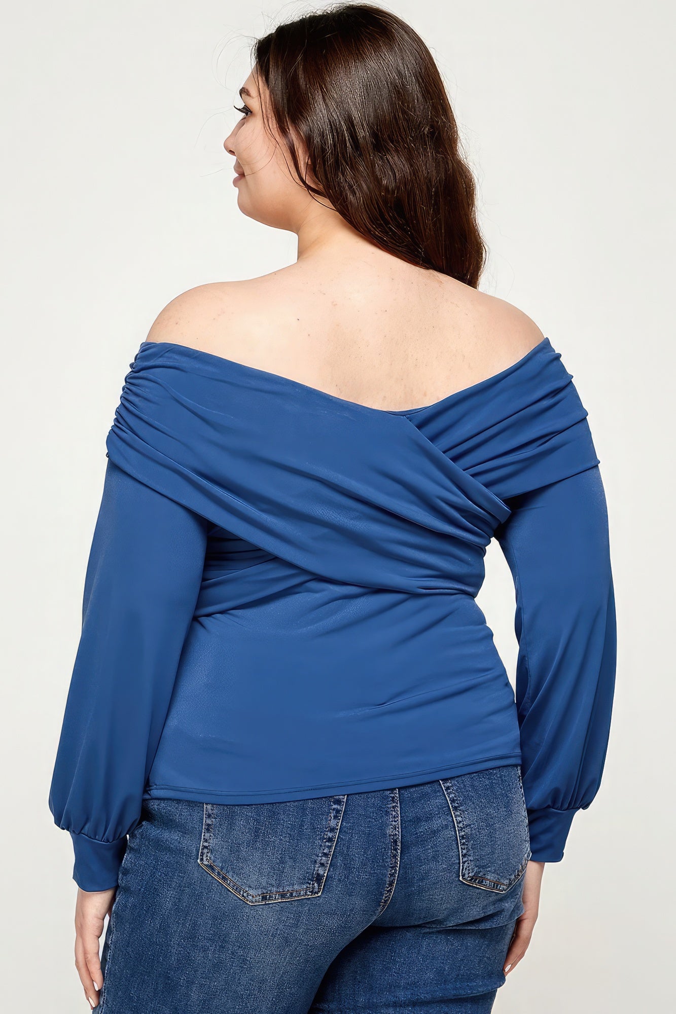 Women's Plus Size Solid Wrap Dressy Top