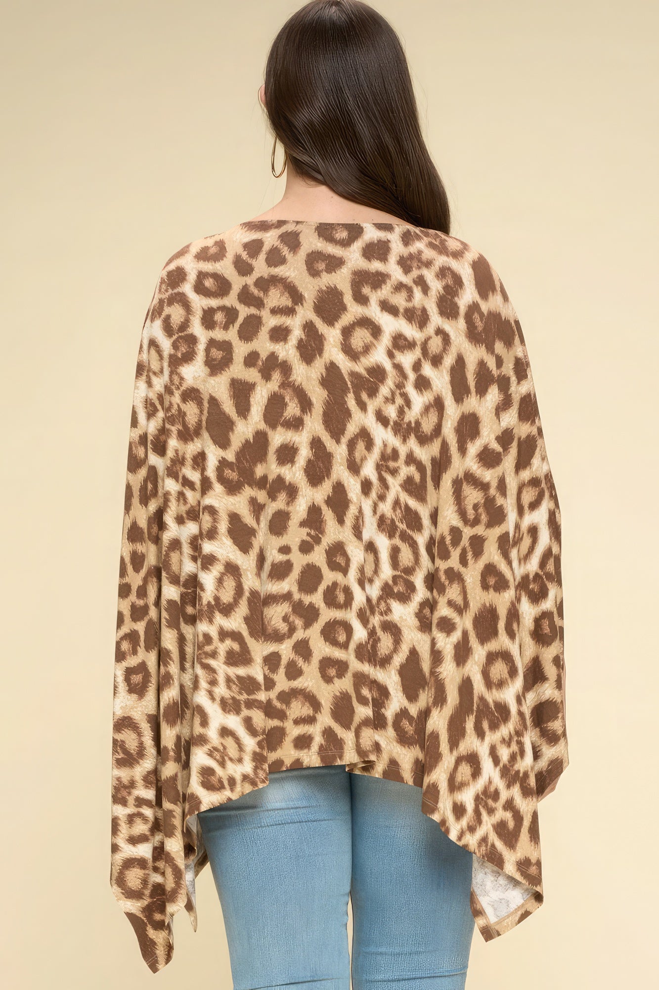 Women's Plus Animal Printed Rayon Span Poncho