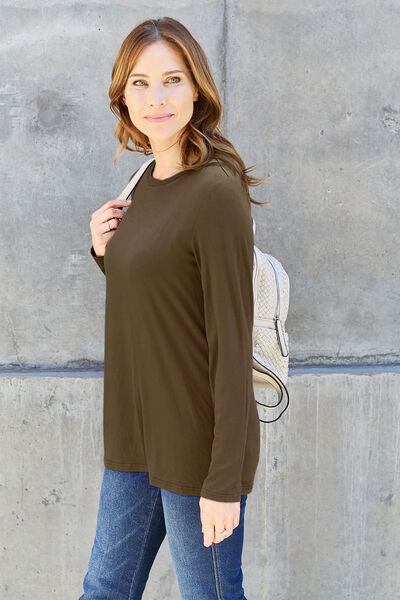 Women's Basic Bae Full Size Round Neck Long Sleeve Top