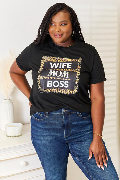 Women's Simply Love WIFE MOM BOSS Leopard Graphic T-Shirt