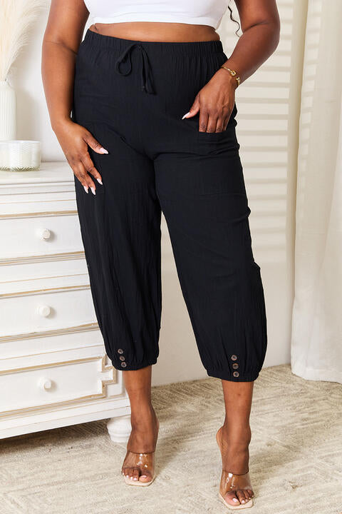 Women's Double Take Decorative Button Cropped Pants