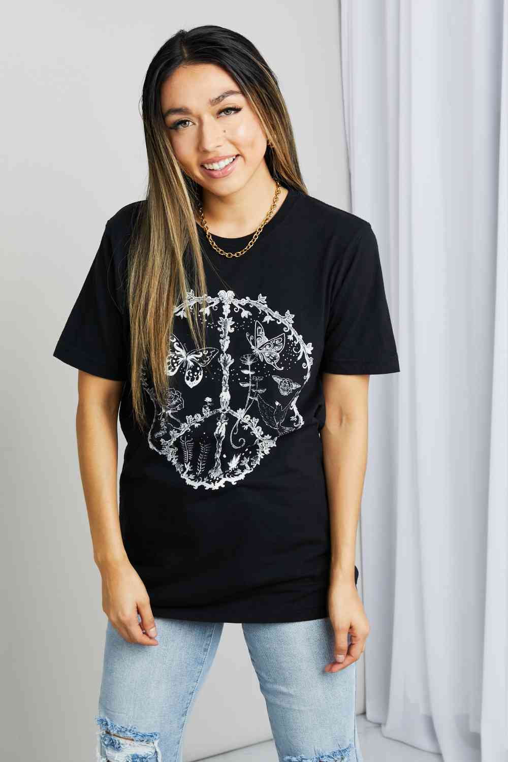 Women's mineB Full Size Butterfly Graphic Tee Shirt