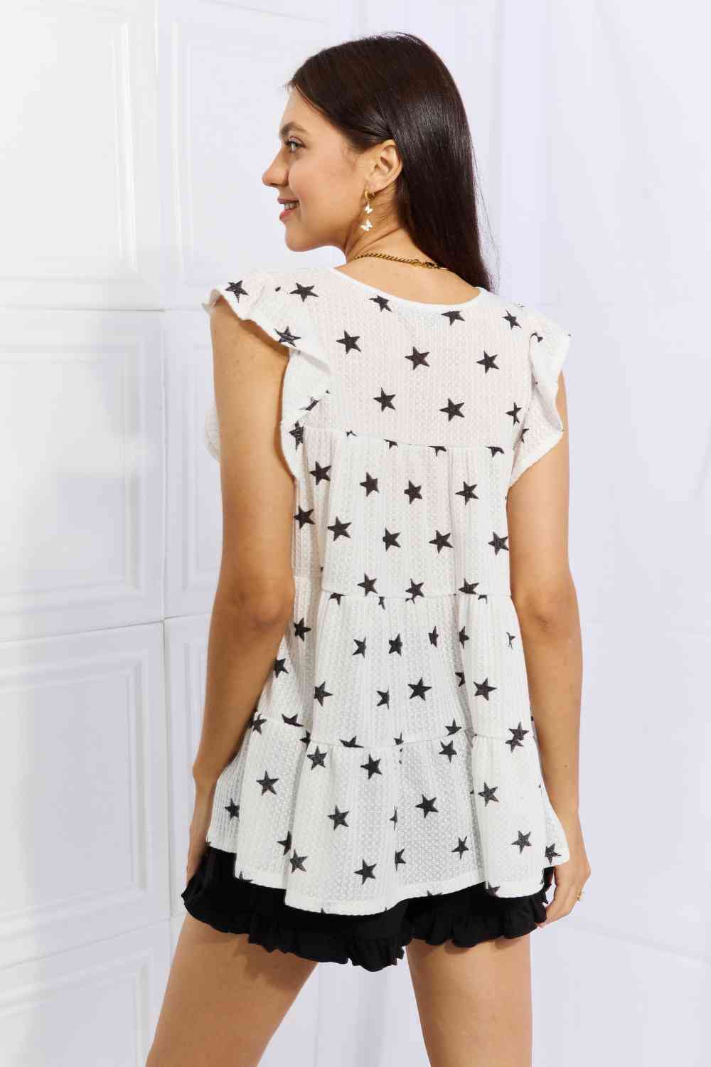 Women's Heimish Shine Bright Full Size Butterfly Sleeve Star Print Top