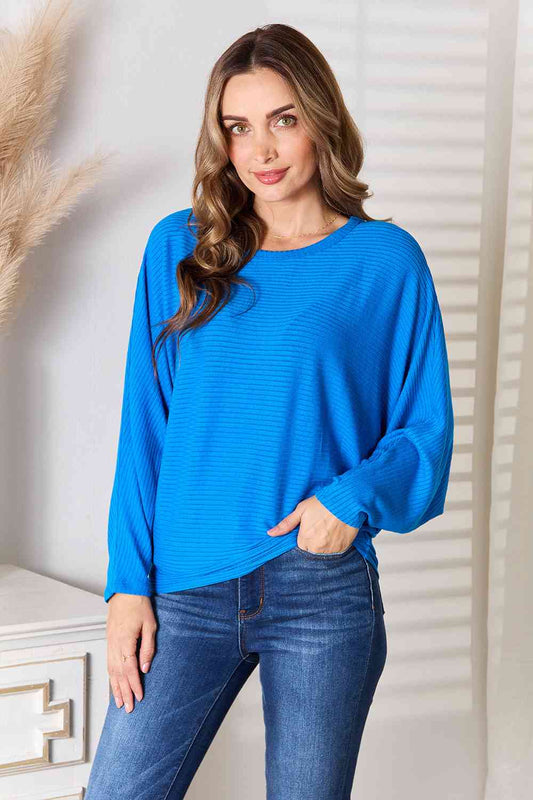 Women's Zenana Full Size Round Neck Batwing Sleeve Blouse