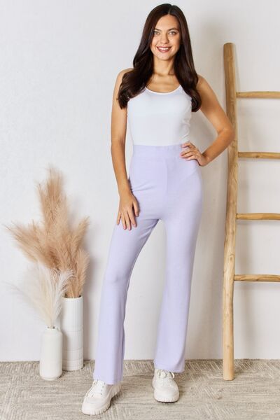 Women's RISEN Full Size High Waist Ultra Soft Knit Flare Pants