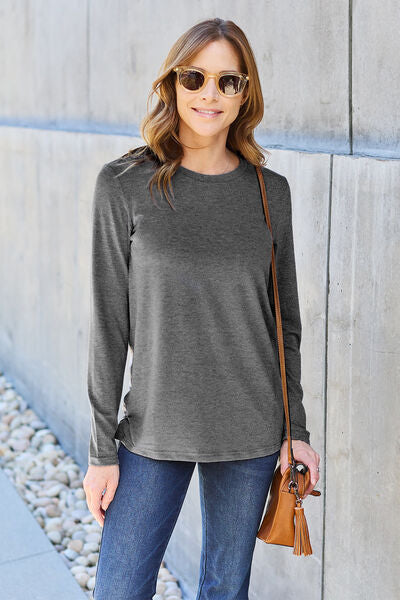 Women's Basic Bae Full Size Round Neck Long Sleeve Top